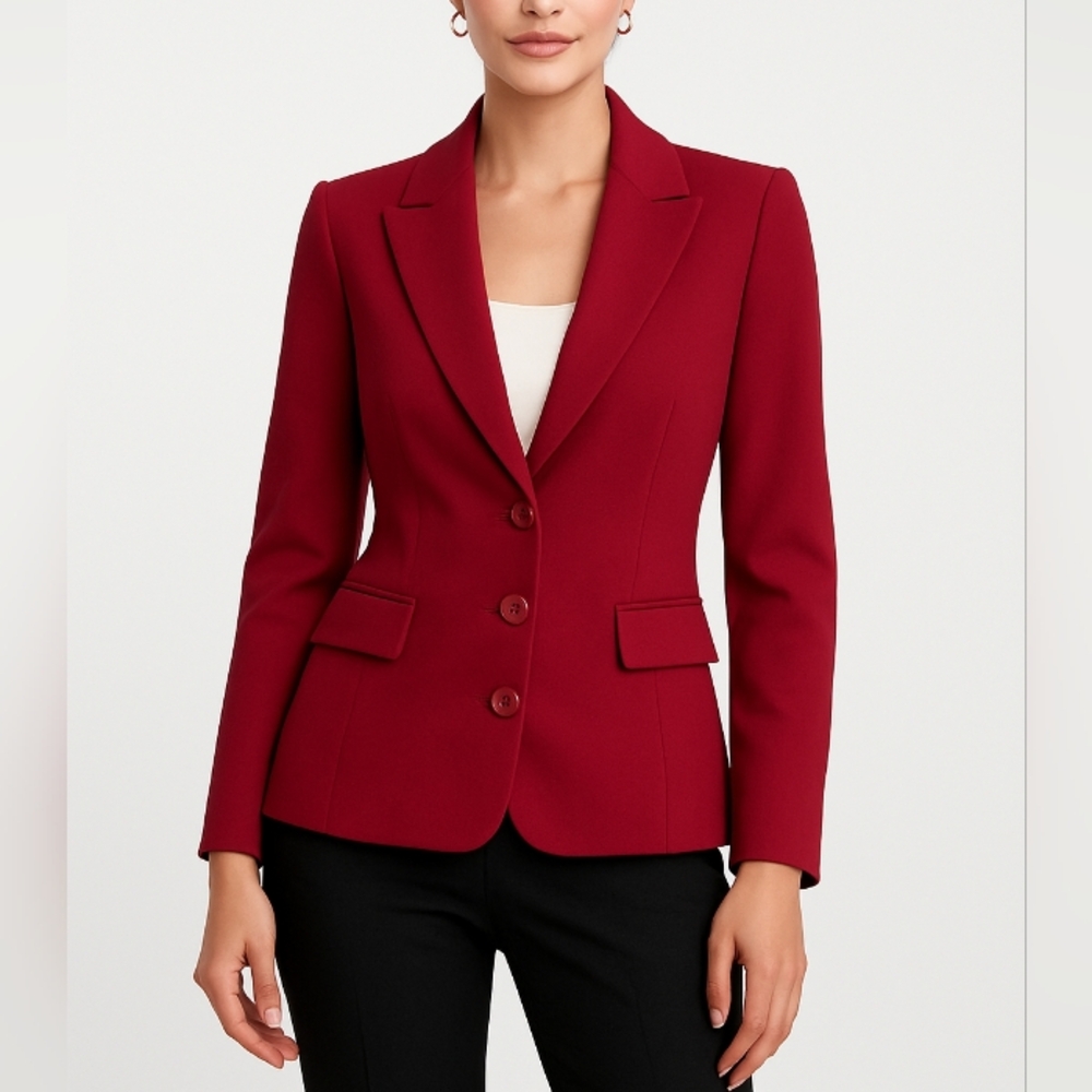 Vintage Wine-Red Tailored Blazer